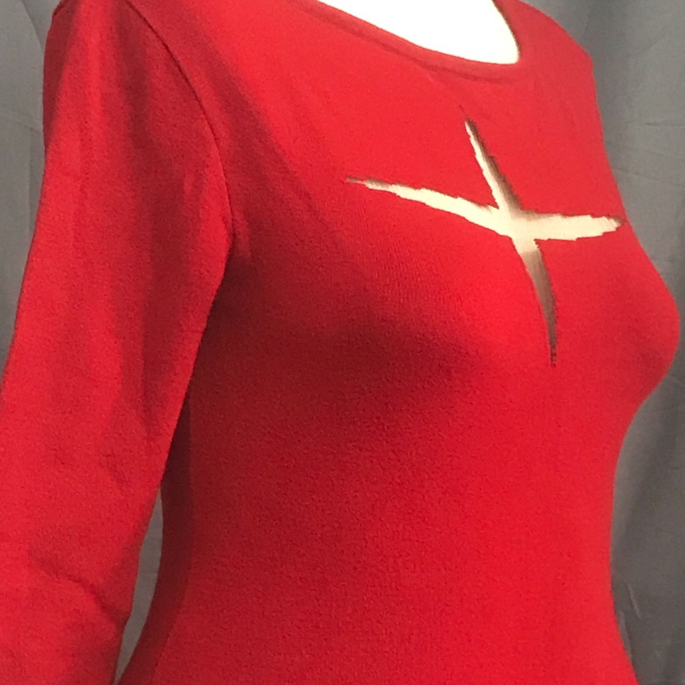 Angelica Scarlet Crewneck Sweater with Star Cutout